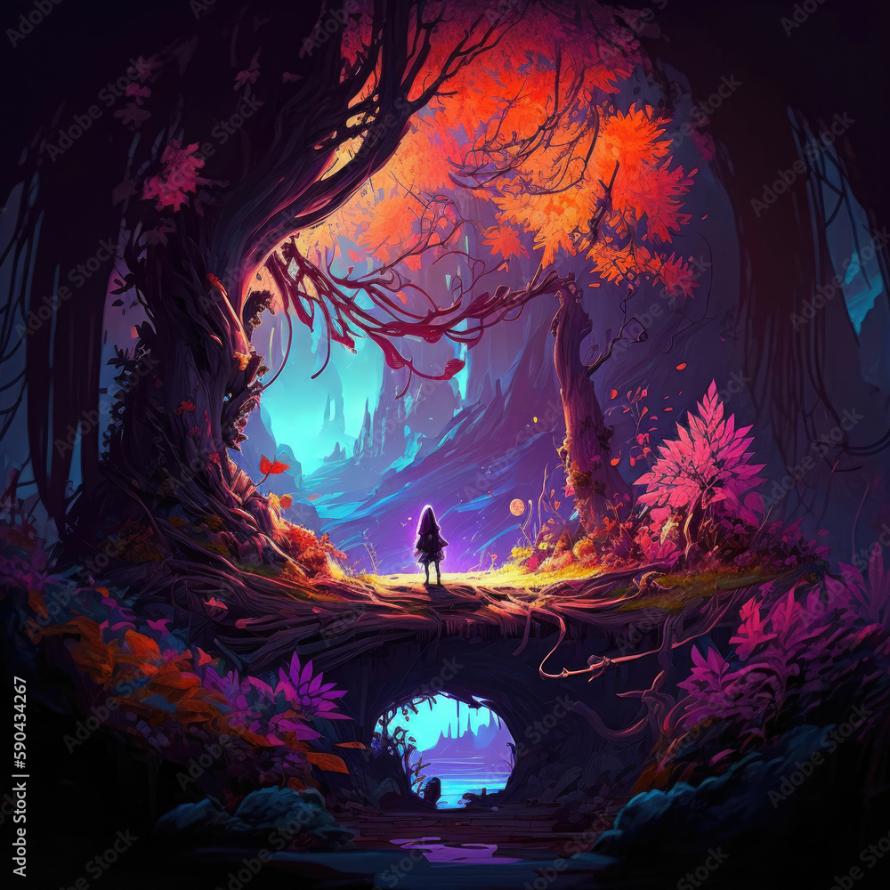 Fototapeta premium Lone adventurer discovering alien world with big moons ,made with Generative AI