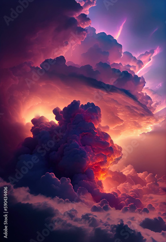 Mesmerizing intricate clouds at sunset ,made with Generative AI