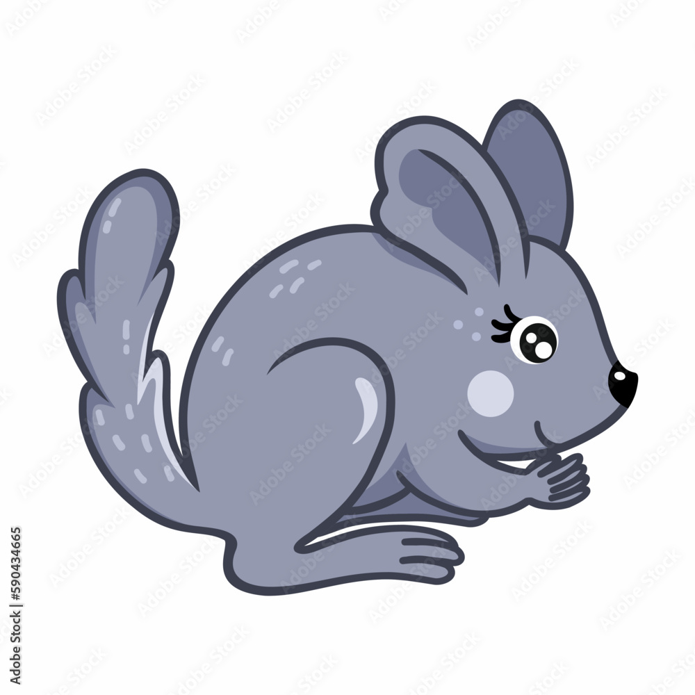 Cute chinchilla on white background. Pet. Vector illustration for children. Сartoon character. Cute chinchilla on white background. Pet. Vector illustration for children. Сartoon character.