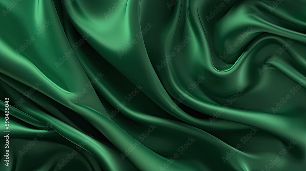 Obraz premium Dark Green Luxurious Silk Satin: Opulent, Glossy, and Elegant Background Designs. Generative AI Illustration.