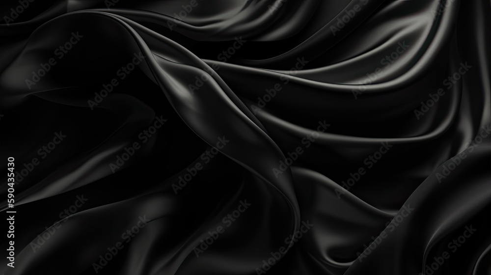 Fototapeta premium Black Luxurious Silk Satin: Opulent, Glossy, and Elegant Background Designs. Generative AI Illustration.