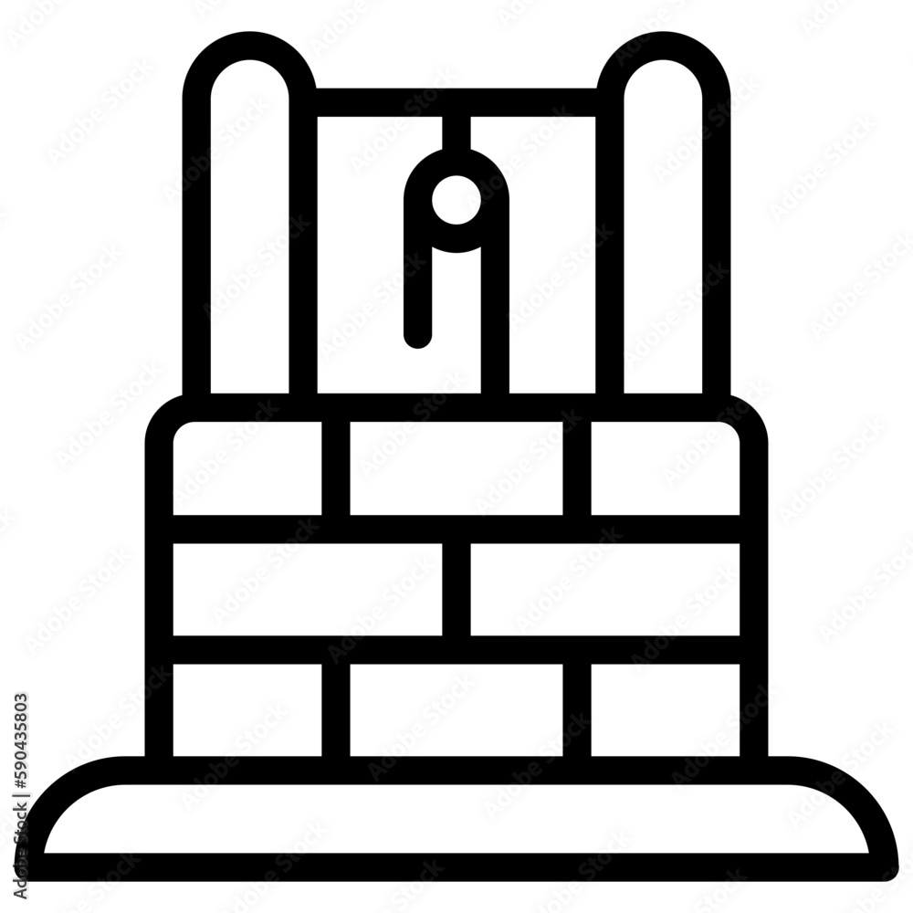 water well ilustration design with outline water well ilustration design with outline