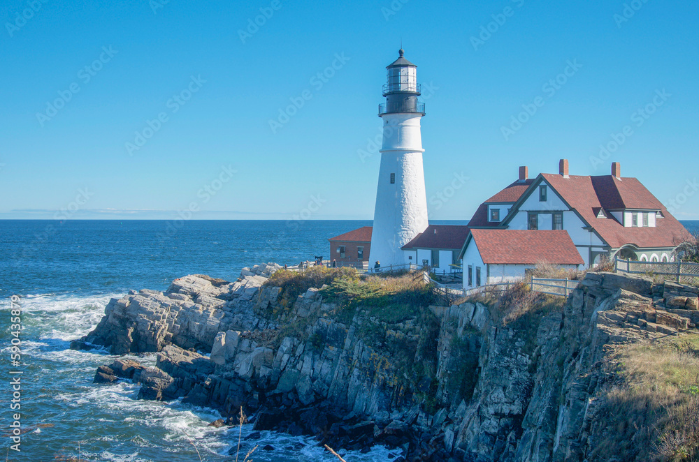 lighthouse on the coast of state country