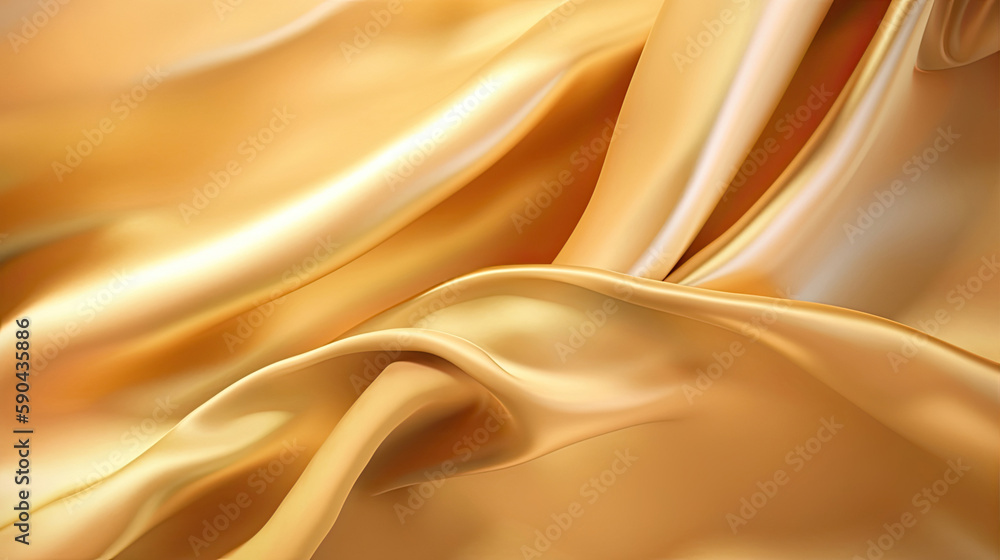 Fototapeta premium Gold Luxurious Silk Satin: Opulent, Glossy, and Elegant Background Designs. Generative AI Illustration.