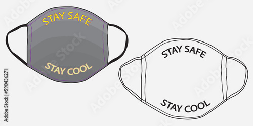 saty safe stay cool,Black and White Medical or Surgical Face Masks. Virus Protection. 