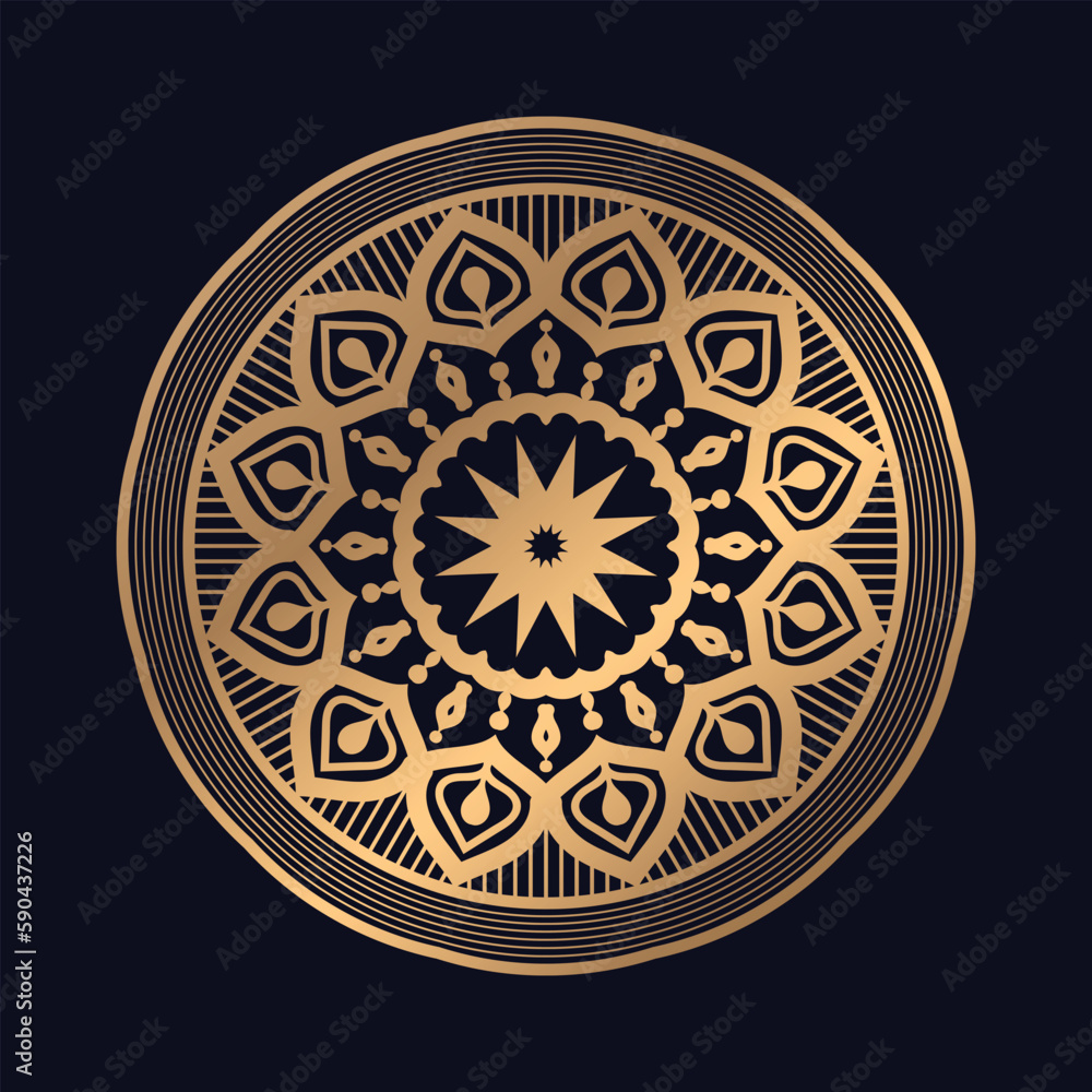 Golden Abstract Colorful Mandala design Background