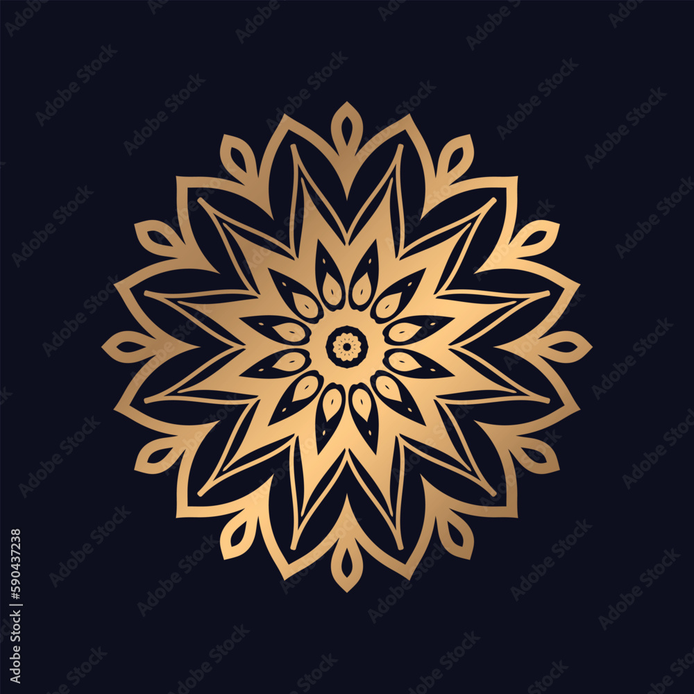 Golden Abstract Mandala design Background Golden Abstract Mandala design Background