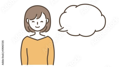 話をする若い女性のアニメーション
