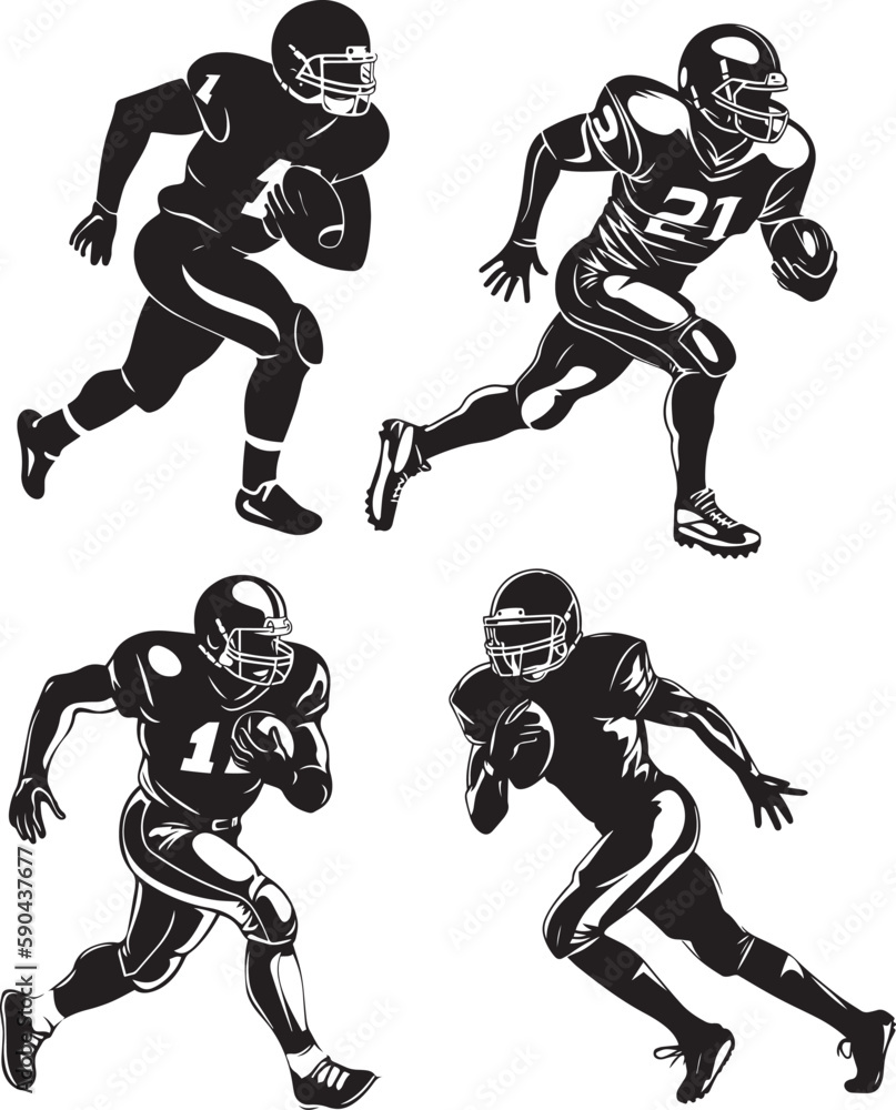 American football player Vector silhouette, Illustration, SVG