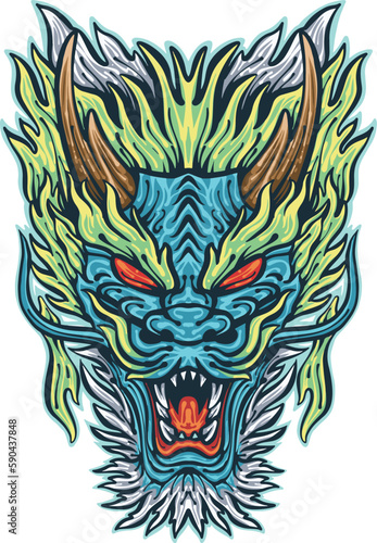 JAPANESE DRAGON IN VECTOR ILLUSTRATION SUITABLE FOR YOUR NEEDS