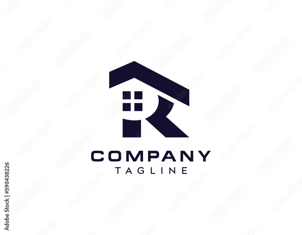 Abstract letter R with real estate logo design. Residential Home, Real estate, home, house, window, letter R icon as real estate design Abstract letter R with real estate logo design. Residential Home, Real estate, home, house, window, letter R icon as real estate design