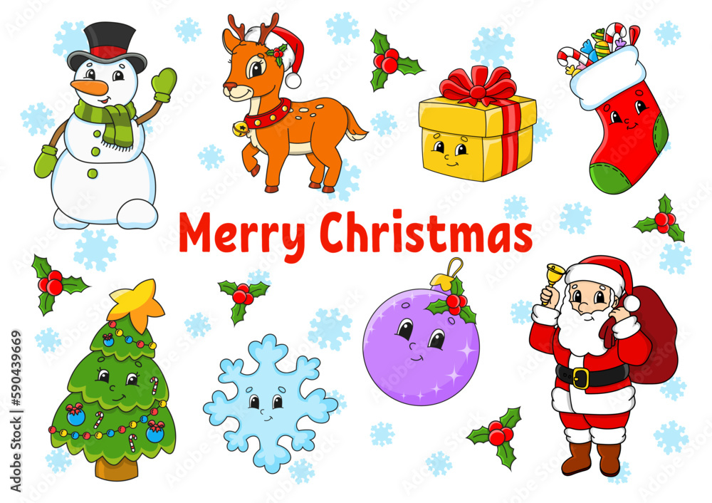 Set of stickers with cute cartoon characters. Winter clipart. Hand drawn. Colorful pack. Vector illustration. Patch badges collection for kids. For daily planner, organizer, diary. Set of stickers with cute cartoon characters. Winter clipart. Hand drawn. Colorful pack. Vector illustration. Patch badges collection for kids. For daily planner, organizer, diary.
