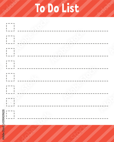 To do list. Printable template. Lined sheet. Handwriting paper. For diary, planner, checklist, wish list. Vector illustration.