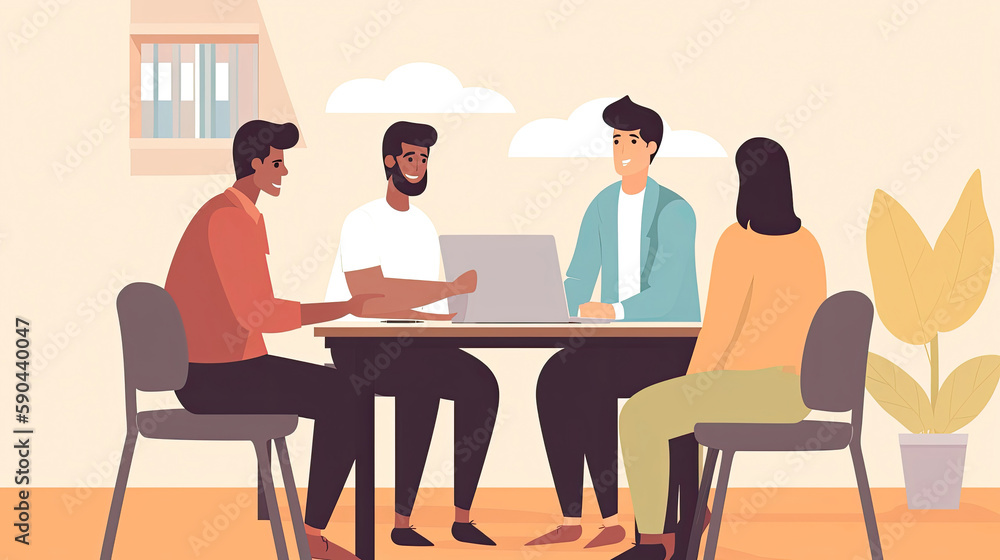 Diverse group of people working together in office Diverse group of people working together in office