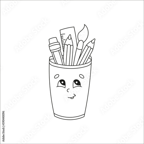 Coloring book page for kids. cartoon character. Black contour silhouette. Isolated on white background. Vector illustration.