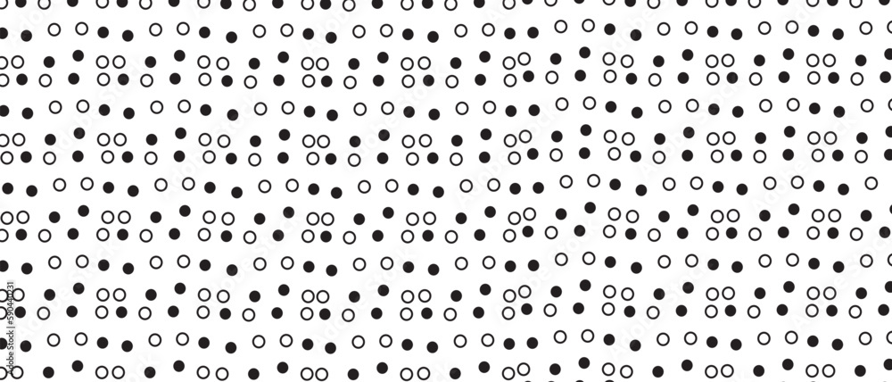 Black polka dot pattern on white background. Straight dot pattern for backdrop and wallpaper template. Simple classic polka dot lines with repeat stripes texture. Polka background, vector illustration