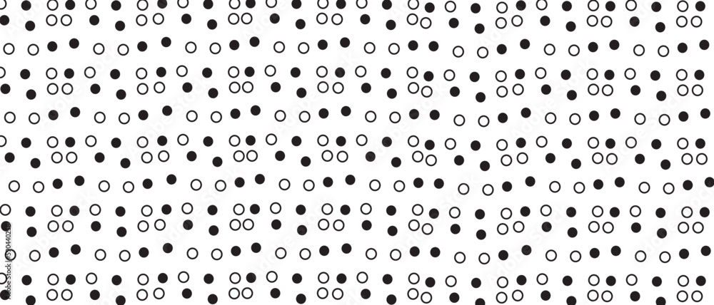 Black polka dot pattern on white background. Straight dot pattern for backdrop and wallpaper template. Simple classic polka dot lines with repeat stripes texture. Polka background, vector illustration