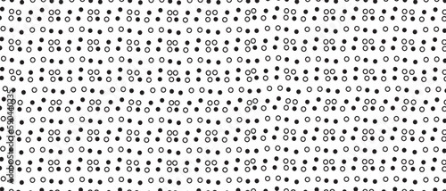 Black polka dot pattern on white background. Straight dot pattern for backdrop and wallpaper template. Simple classic polka dot lines with repeat stripes texture. Polka background  vector illustration