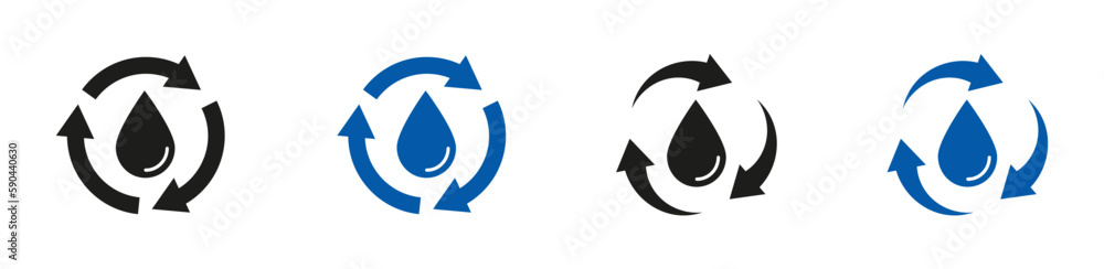 Recycle water icon vector. Water Drop with Circular Arrows. Renew of Liquid. Vector Isolated Illustration EPS 10 Recycle water icon vector. Water Drop with Circular Arrows. Renew of Liquid. Vector Isolated Illustration EPS 10