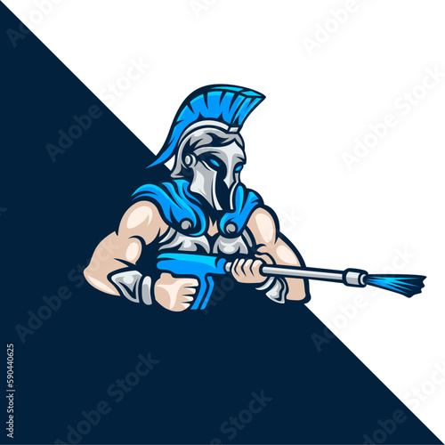  Spartan Logo Mascot for Steamwash