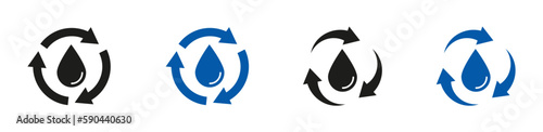 Recycle water icon vector. Water Drop with Circular Arrows. Renew of Liquid. Vector Isolated Illustration EPS 10