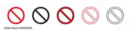 Forbidden sign. Sign red and black prohibition sign icon set. NO symbol. Vector illustration eps 10