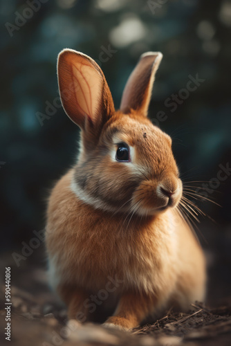Close-up of cute bunny with soft colors