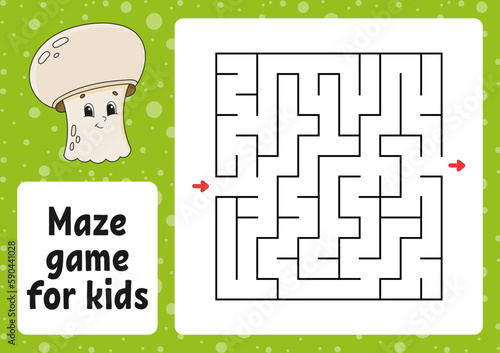 Maze game for kids. Funny labyrinth. Activity worksheet. Puzzle for children. cartoon style. Logical conundrum. Vector illustration.
