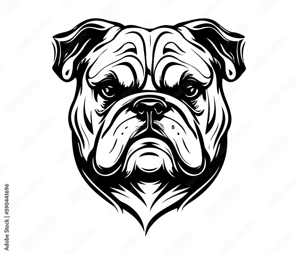 Bulldog Face, Silhouettes Dog Face SVG, black and white bulldog vector Bulldog Face, Silhouettes Dog Face SVG, black and white bulldog vector