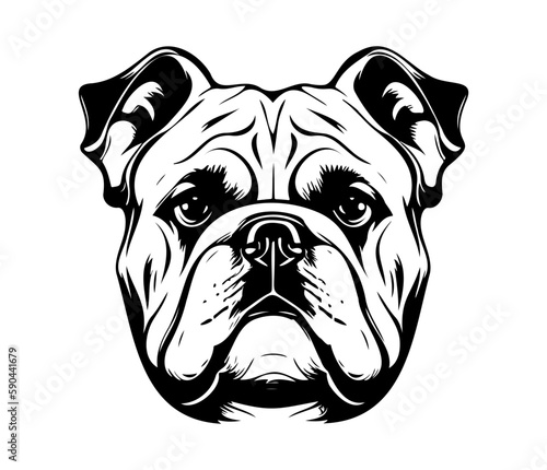 Bulldog Face, Silhouettes Dog Face SVG, black and white bulldog vector