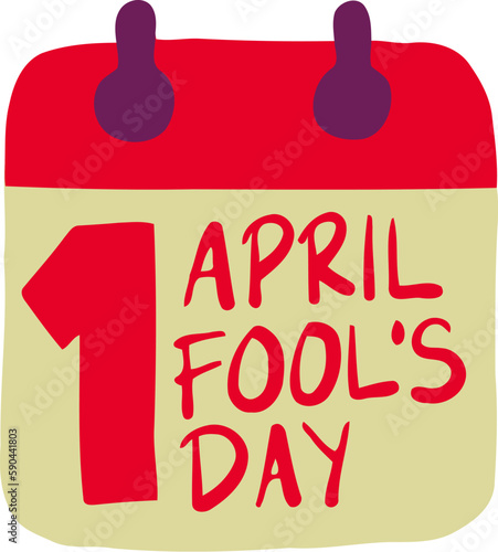 April Fool Calendar Flat Hand Drawn Illustration