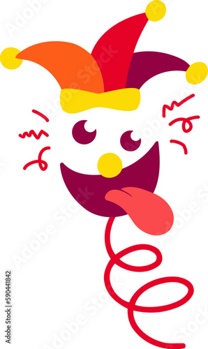 April Fool Surpise Clown Face Prank Flat Hand Drawn Illustration