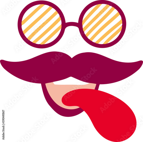April Fool Glasses with Moustache Flat Hand Drawn Illustration