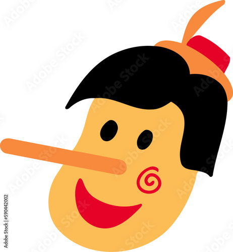 April Fool Pinocchio Flat Hand Drawn Illustration