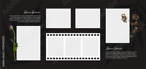 Pictures or photos frame collage. comics page grid layout abstract photo frames and digital photo wall template