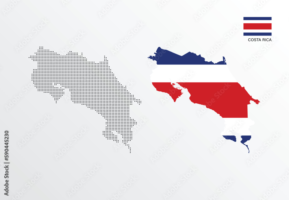 Vector illustration of Costa Rica map with flag Vector illustration of Costa Rica map with flag