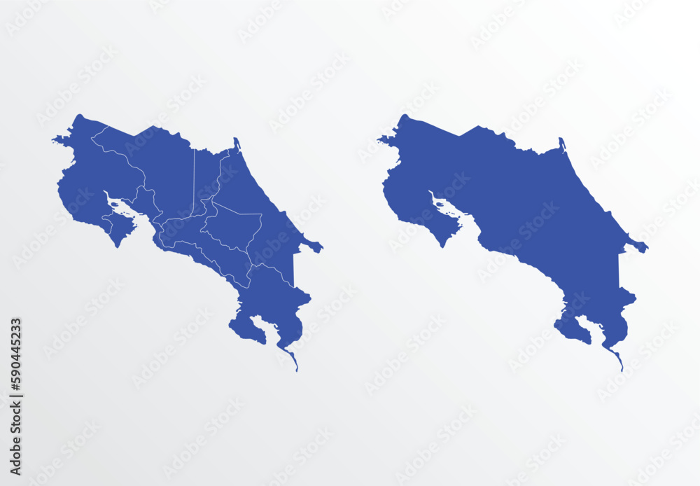 Obraz premium Blue Map of Costa Rica with regions
