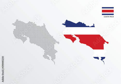 Vector illustration of Costa Rica map with flag
