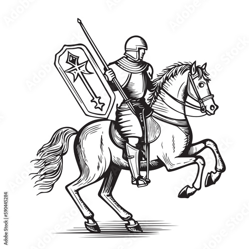 Knight hand drawn sketch in doodle style illustration