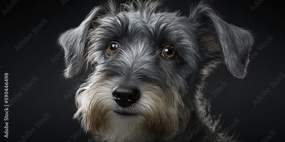 macro portrait of dog breed schnauzer, generative ia