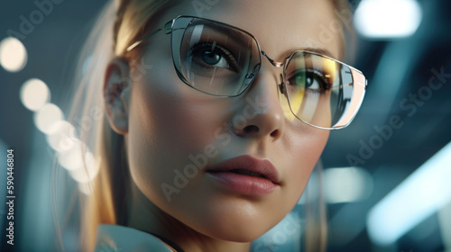 Women wearing eyeglasses futuristic fancy glamour beautiful cool eyewear accessories sunglasses Generative AI