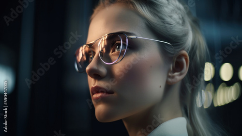 Women wearing eyeglasses futuristic fancy glamour beautiful cool eyewear accessories sunglasses Generative AI