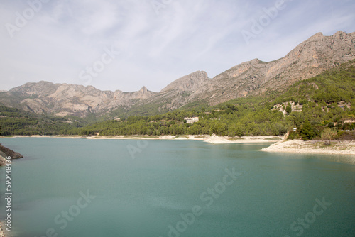 Obraz na płótnie Aixorta Mountain Range Peaks and Reservoir at Guadalest; Alicante; Spain w salonie