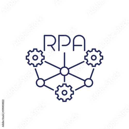 RPA icon, Robotic process automation, line vector