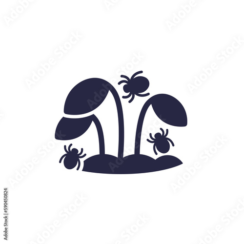 pests and a plant icon, vector