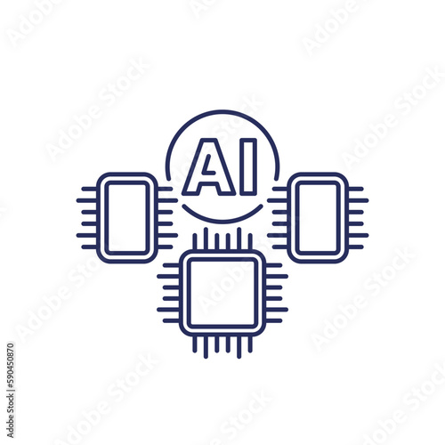 AI optimized hardware line icon