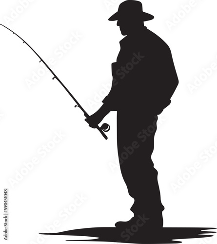 Fisherman silhouette, Fishing, Vector illustration, SVG