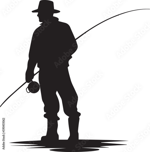 Fisherman silhouette, Fishing, Vector illustration, SVG