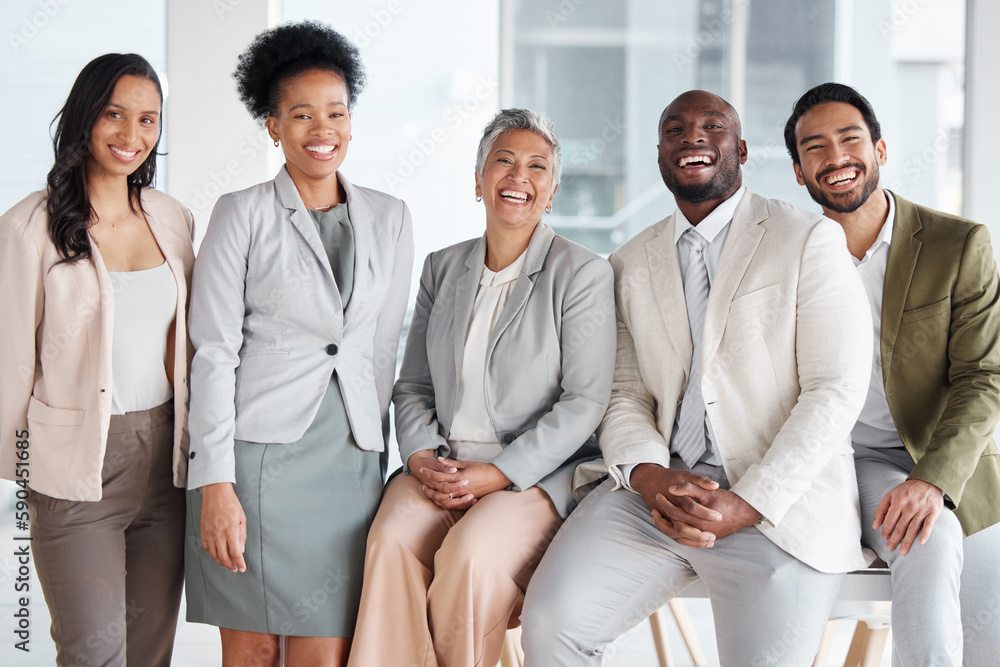 Diversity, portrait and group of business people in the office posing together after a meeting. Collaboration, staff and multiracial team of colleagues or friends standing in the modern workplace. Diversity, portrait and group of business people in the office posing together after a meeting. Collaboration, staff and multiracial team of colleagues or friends standing in the modern workplace.