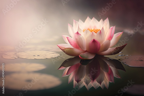 Lotus Flower or Water Lily Floating on water   Generative Ai 